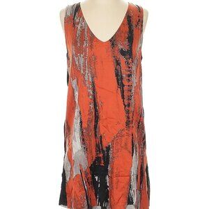 robert rodriguez sz 2 tank dress silk orange brown 100% silk Sleeveless, v-neck